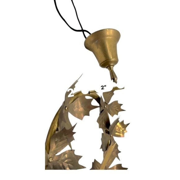 Vintage Brass Wreath With Bell & Bow Design Wall Or Door Hanging Decor - Picture 4 of 6